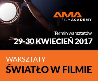 Plakat warsztatów filmowych AMA Film Academy o światle w kinematografii