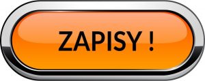 Pomarańczowy przycisk z napisem Zapisy do szkoły filmowej