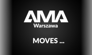AMA Warszawa Moves logo na czarnym tle szkoły filmowej