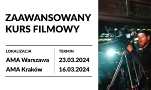 Operator filmowy pracuje przy kamerze z profesjonalnym oświetleniem na planie filmowym