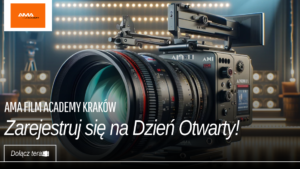 Profesjonalny sprzęt filmowy z kamerą i obiektywem na tle oświetlenia studyjnego