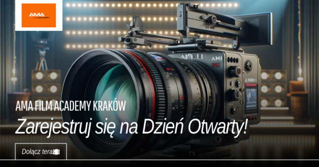 Profesjonalny sprzęt filmowy z kamerą i obiektywem na tle oświetlenia studyjnego
