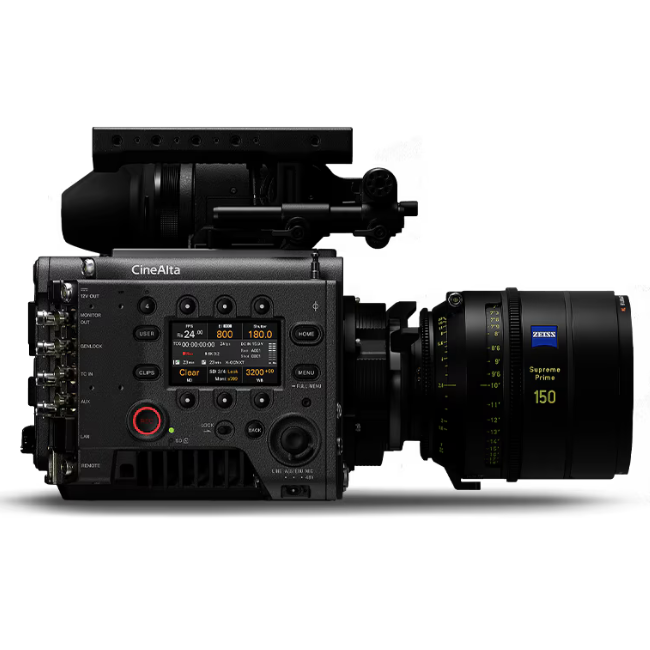 Profesjonalna kamera filmowa Sony z obiektywem i akcesoriami do produkcji wideo