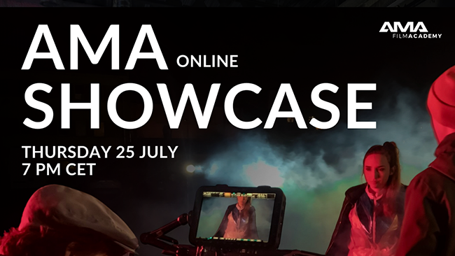 AMA Online Showcase plakat wydarzenia 25 lipca o 19:00 CET ze studentami